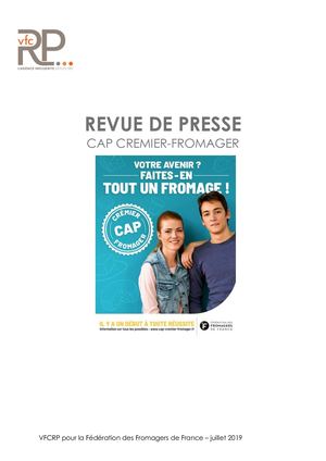 Revue de Presse CAP Crémier-Fromager au 18 Juillet 2019