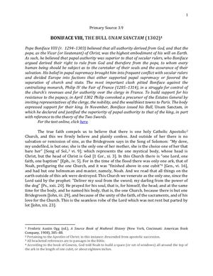 Papal Bull Unam Sanctam (1302).