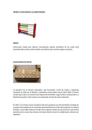 Origen Y Evolución De La Computadora