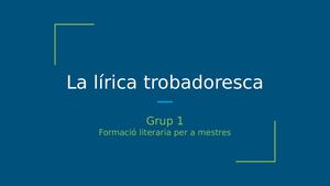 Lírica Trobadoresca (1)