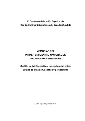 Desarrollo y prospectiva de la oferta académica de carreras de grado y postgrado referidas a la Archivología y Gestión Documental
