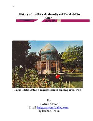 History of   TADHKIRA AULIYA OF FARID ELDIN ATTAR