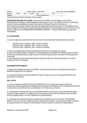 Model Col·lectiu Recurs Alçada