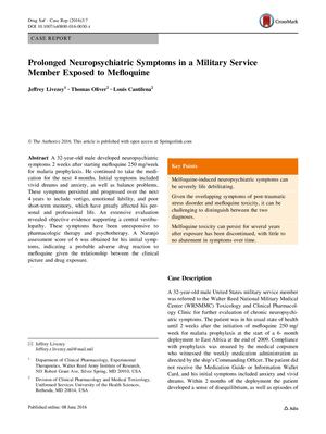 Prolonged Neuropsychiatric Symptoms In A Military Service Member Exposed To Mefloquine~2016