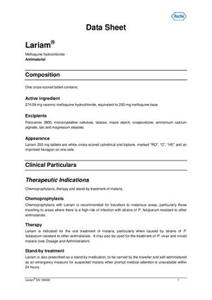 Lariam Pre Load, Roche Data Sheet~20160602