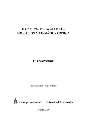 Filosofía De La Educación Matemática