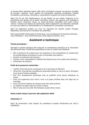 Annonce Assistant E Technique Ge