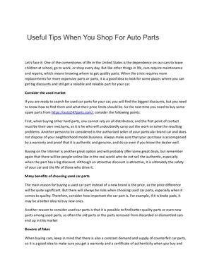 Calameo Useful Tips When You Shop For Auto Parts