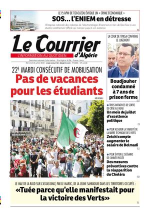 Le Courrier d'Algérie du mercredi 24 juillet 2019