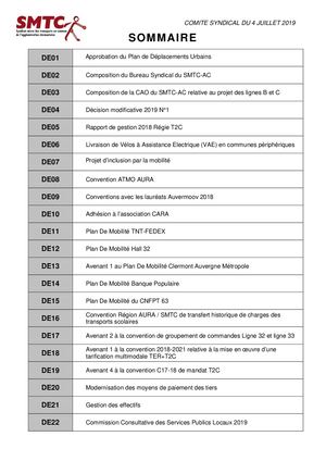 Délibérations Du Comité Syndical Du 4 Juillet 2019