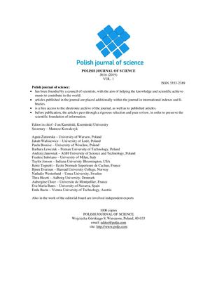 POLISH JOURNAL OF SCIENCE-№16 2019 VOL 1