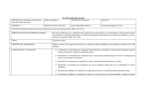 Ecuaciones Plan De Clases