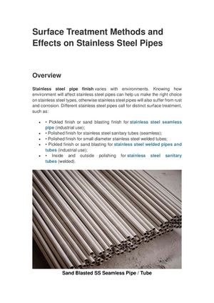 Surface Treatment Methods And Effects On Stainless Steel Pipes