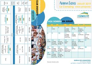 Programme des Animations - Juillet 2019 - Camping de L'Espiguette