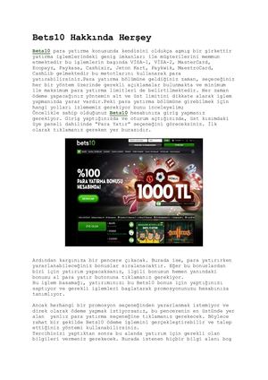 Bets10 Hakkinda Hersey