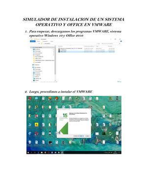 simulador de una instalacion de un sistema operativo de office en vmware