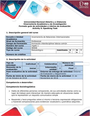 Activity Guide And Evaluation Rubric Activity 5 Speaking Assignment