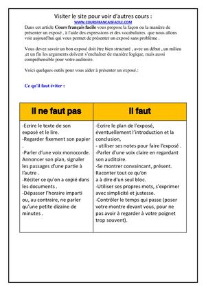 Un Guide Pour Présenter Un Exposé