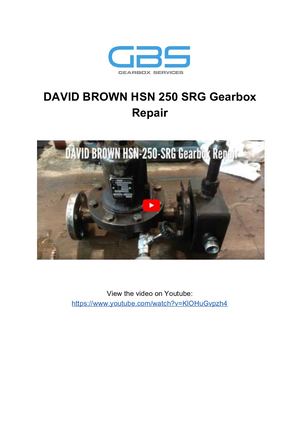 DAVID BROWN HSN 250 SRG Gearbox Repair
