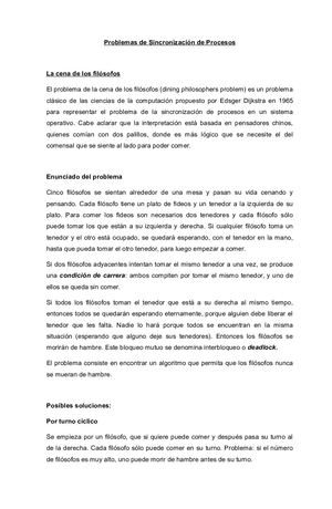 Problemas de Sincronizacion de Procesos