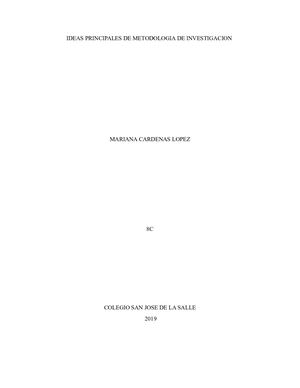 Ideas Principales De Metodologia De Investigacion