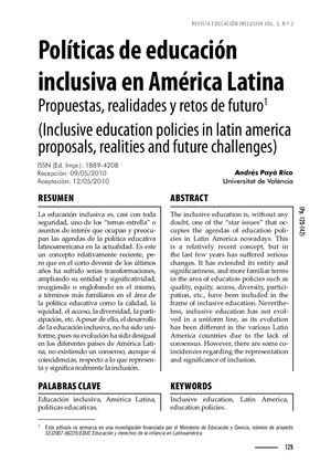 Dialnet Politicas De Educacion Inclusiva En America Latina 3276687
