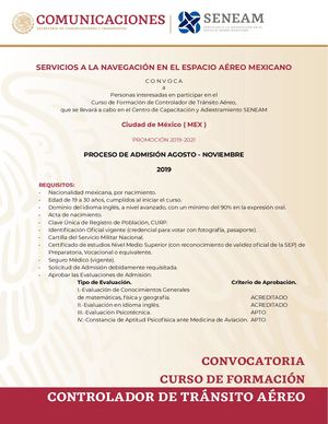 Convocatoria Controlador de Tránsito Aéreo 2019