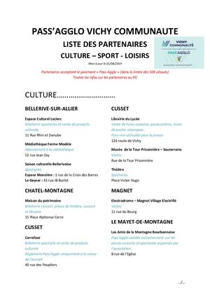 Listing Partenaires Pass Agglo 01 08 19