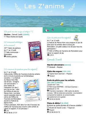 Les Z'anims du 3 au 9 Août