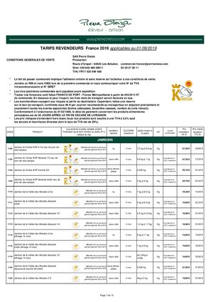 Tarif Rev France 2019 2020