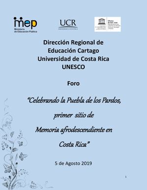 Revista Digital para el Foro "Celebrando la Puebla de los Pardos"