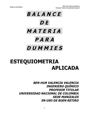 Balance De Materia Para Dummies