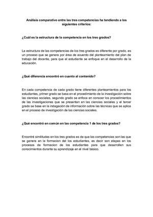 Análisis Comparativo Entre Las Tres Competencias Ha Tendiendo A Los Siguientes Criterios