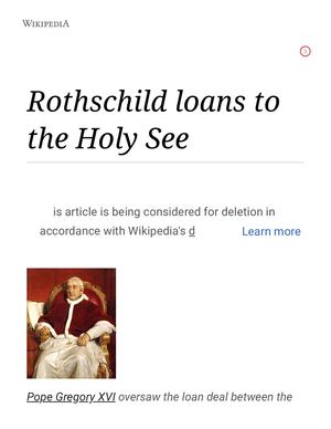 Rothschild Loans To The Holy See (The Vatican)-1832
