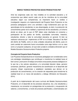 Marco Teorico Proyectos Socio Productivos Psp