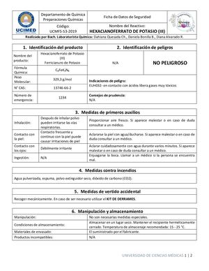 Hexacianoferrato De Potasio(III).