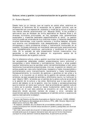 Gestión De La Cultura Bayardo R