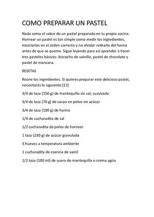 Como Preparar Un Pastel