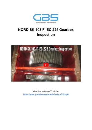 NORD SK 103 F IEC 225 Gearbox Inspection