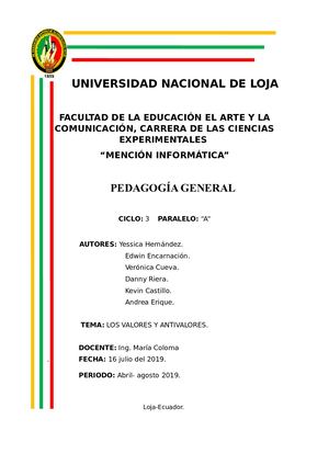 Ensayo De Valores Y Antivalores