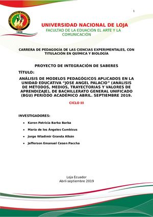 Proyecto Integración de Saberes