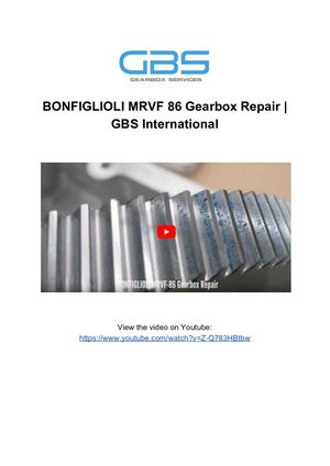 BONFIGLIOLI MRVF 86 Gearbox Repair _ GBS International