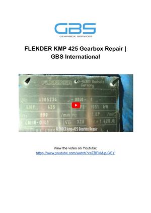 FLENDER KMP 425 Gearbox Repair _ GBS International