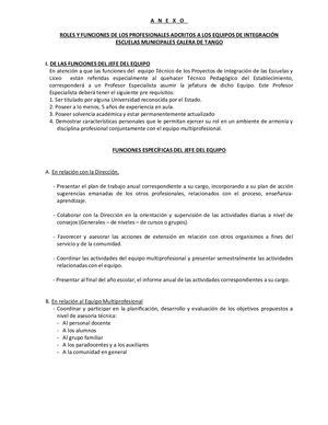 Roles Y Funciones Equipo De Integracion