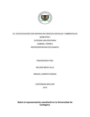 Representación Estudiantil En La Universidad De Cartagena