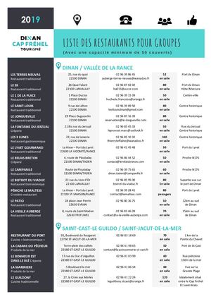 Liste Des Restaurants Groupes 2019