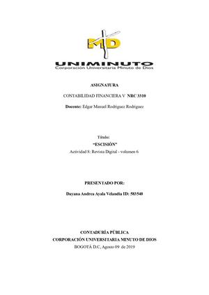 Activiad 8 Volumen 6 contabilidad V