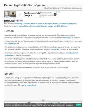 LEGAL DEFINITION OF PERSON