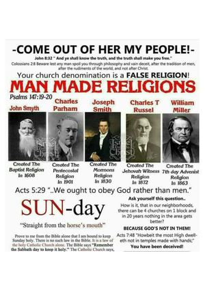MAN MADE CHRISTIAN RELIGIONS. [RELIGH-ONS]