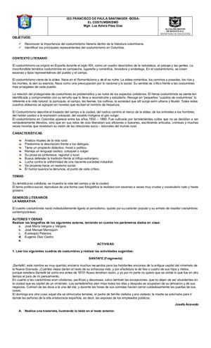 Octavo El Costumbrismo